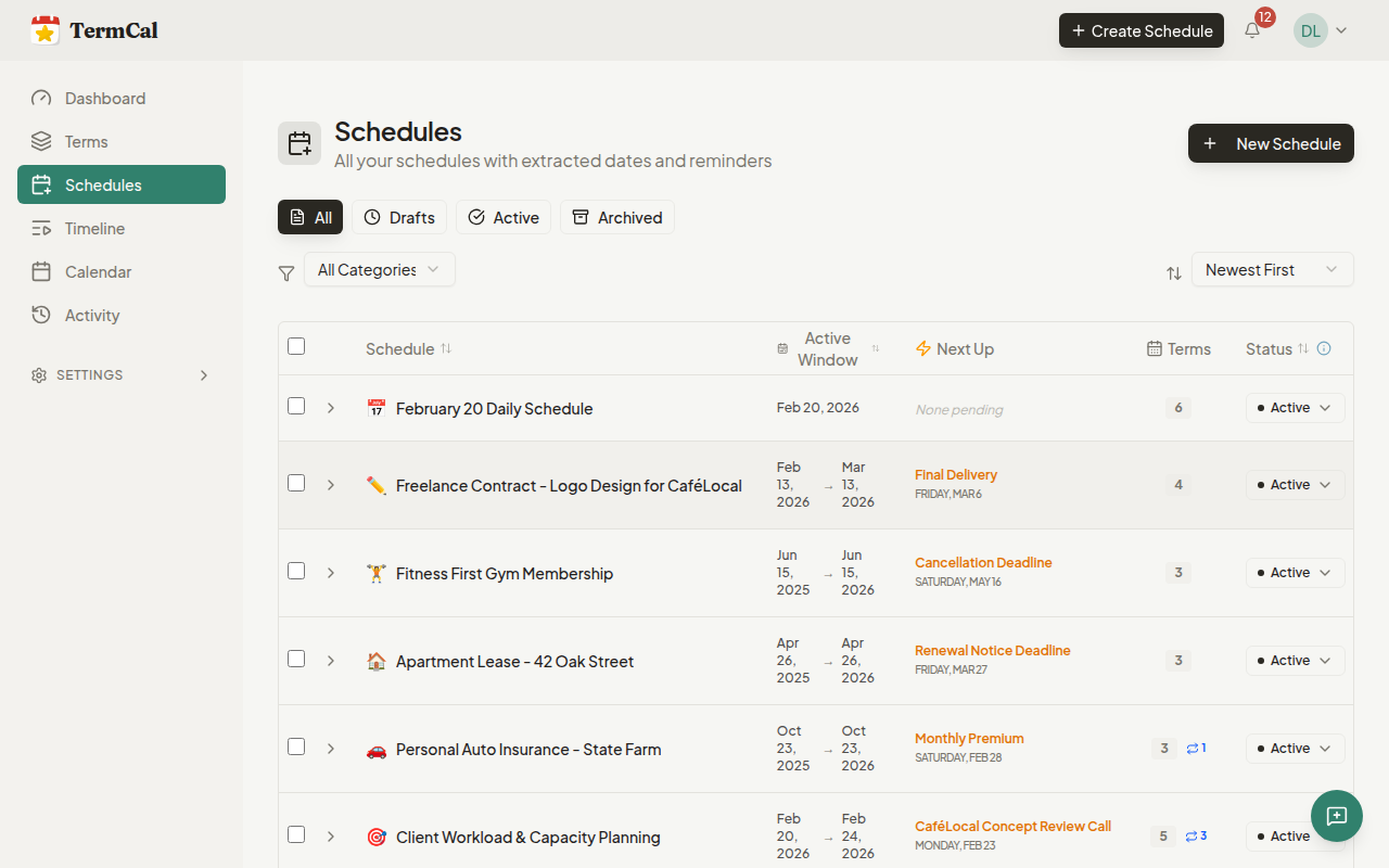 Drop in a document.
We find the dates.