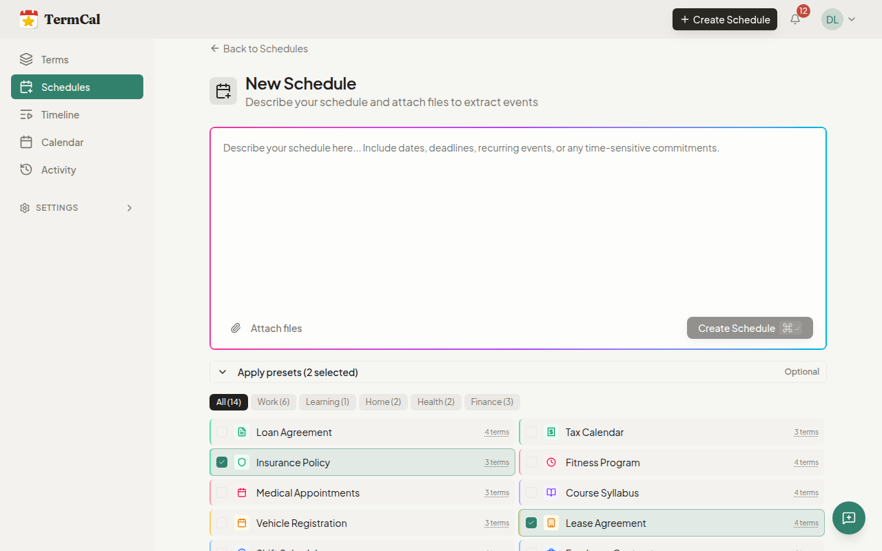 Term Presets: Start Extracting Immediately