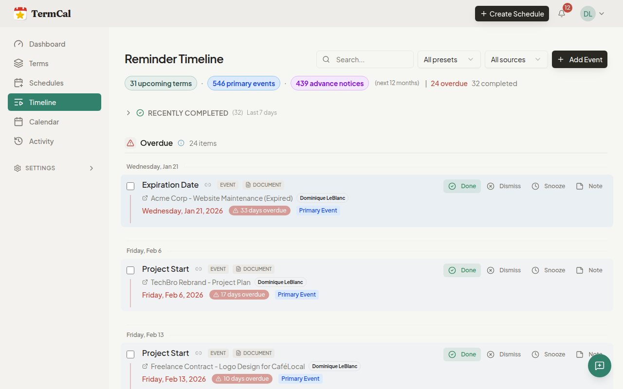 See Your Full Schedule at a Glance
